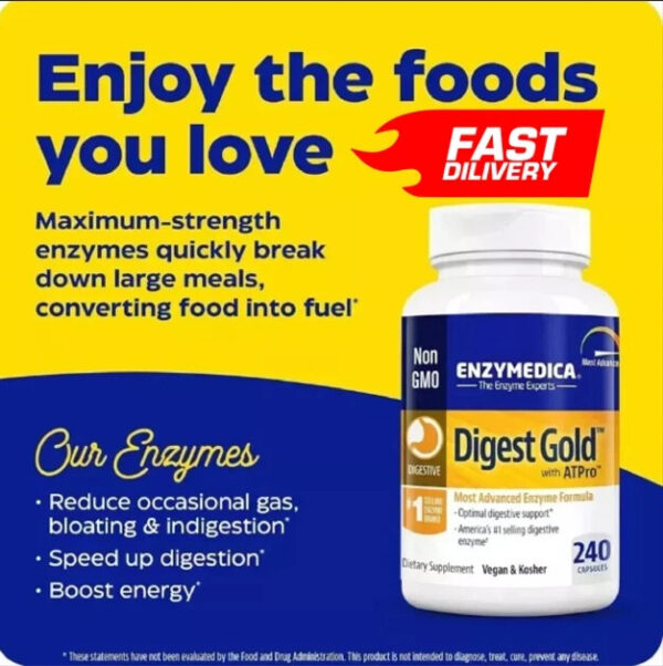 Enzymedica Digest Gold Advanced Support 240 Capsules Exp 03/2027 - Image 2